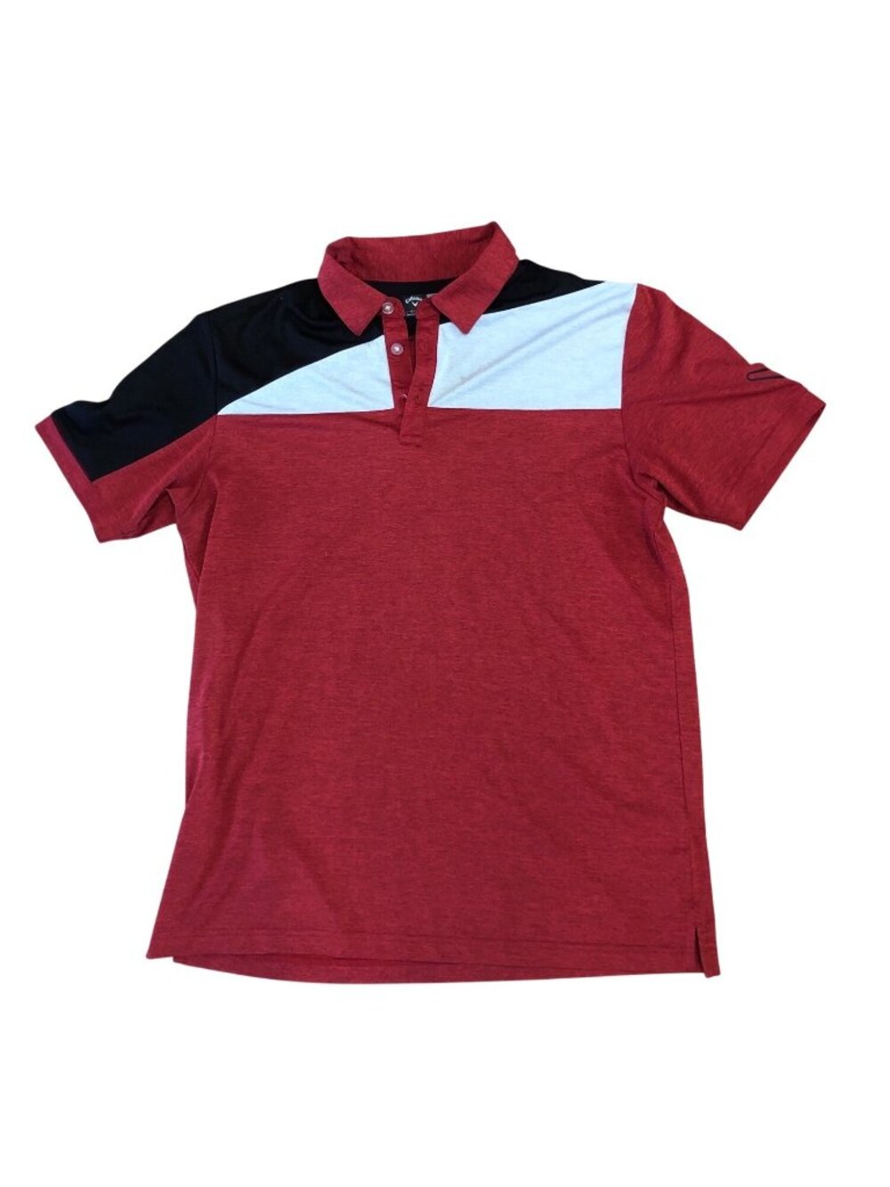 Callaway Golf Polo Shirt Mens Large Opti Dri Red White & Black Colorblock